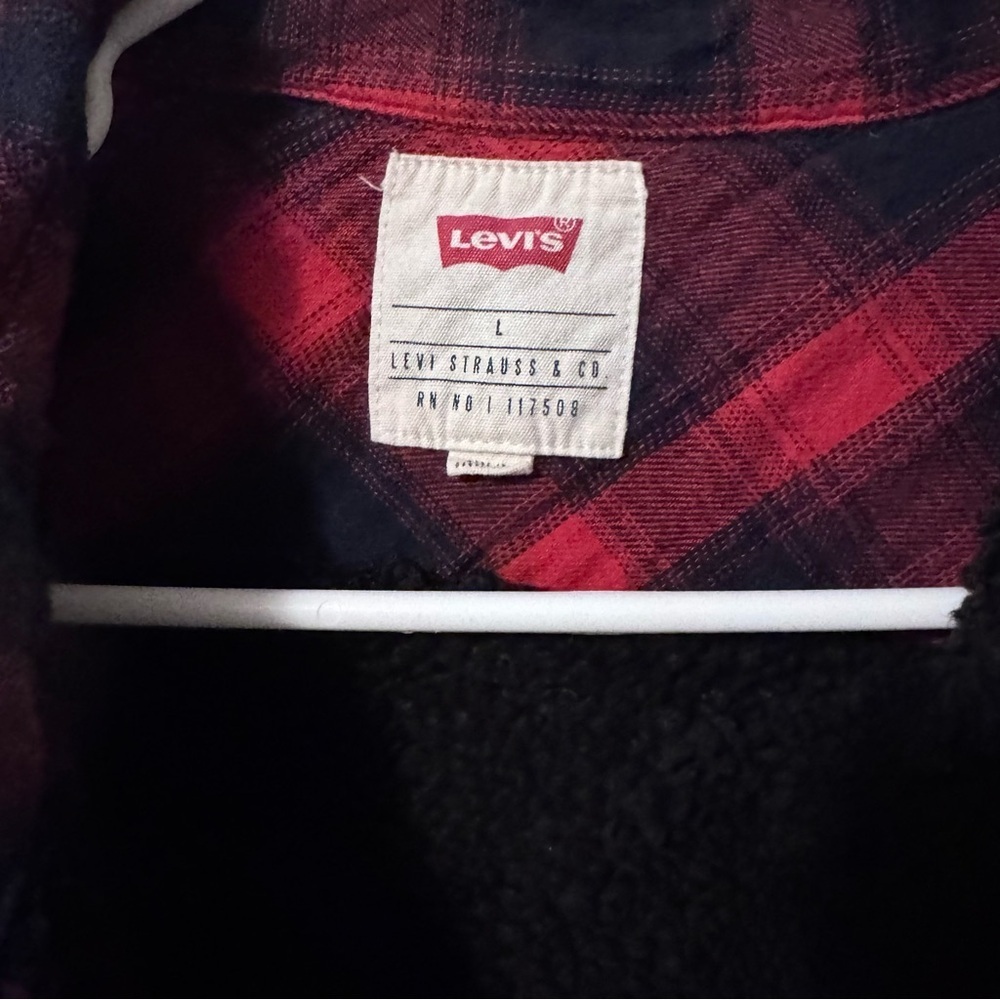Levi’s buffalo plaid shacket sherpa lined flannel shirt - Picture 3 of 8
